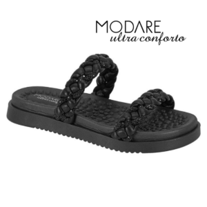 MODARE - Chinelo Rasteira Feminina Ultraconforto Preto