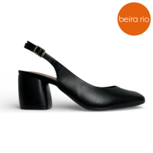 BEIRA RIO  - Sapato Feminino Beira Rio Salto Bloco Médio Bico Quadrado Elegante Confortável
