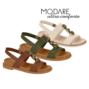 MODARE - Sandália Feminina Slide Flat Pedrarias REF:7205.106