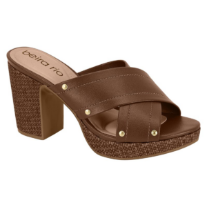 BEIRA RIO - Sandália Beira Rio Salto Bloco Tiras Cruzadas