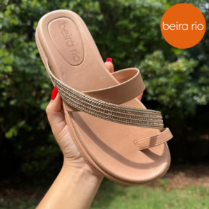 BEIRA RIO - Sandália Feminina Beira Rio Anatômica Confortável com Brilho Antiderrapante