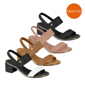BEIRA RIO - Sandália Feminina Beira Rio Salto Bloco Calce Fácil Conforto