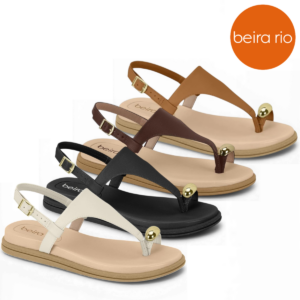 BEIRA RIO - Sandália Beira Rio Flat Feminina Confortável Rasteira Leve Macia Casual Dia a Dia