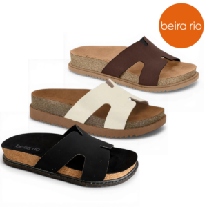 BEIRA RIO - Papete Feminina Beira Rio Slide em H Confortável EVA Antiderrapante